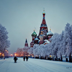 Зимняя Москва в исполнении нейросетей