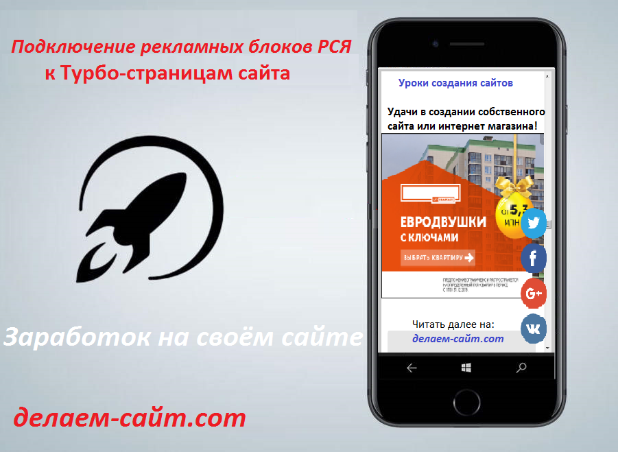 Подключение рекламных блоков РСЯ к Турбо страницам сайта в Яндексе
